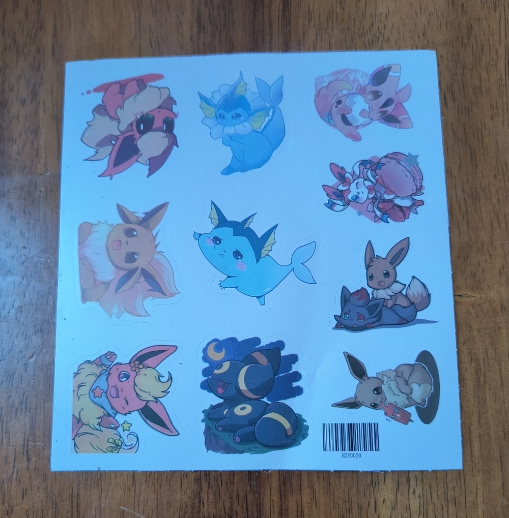 Cute Eeveelution Sticker Sheet - Blue, Pink, Brown Designs